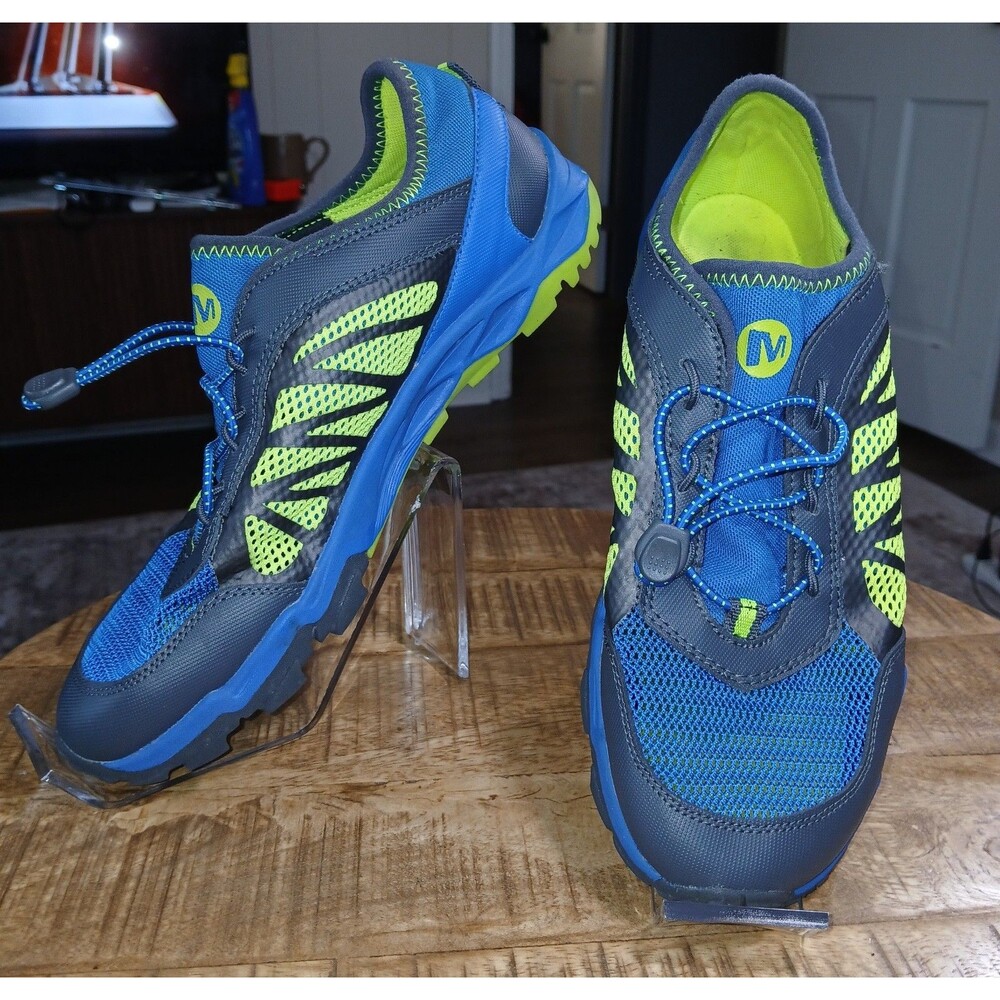 Merrell ML-BOYS HYDRORUN 2.0 Water Trail Shoes Blue Neon Yellow Size US 6M EU 37 - Picture 2 of 16